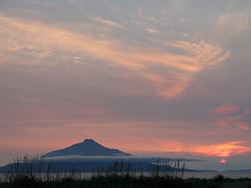 利尻島と7月15日の夕焼け空